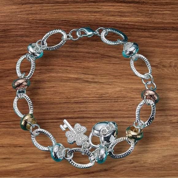 925 Sterling Silver Heart Lock Clover Flower AAA Zircon Bracelet For Wom… - Picture 1 of 5